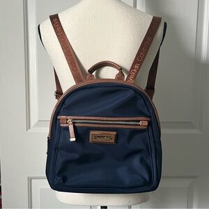Calvin Klein Belfast Navy Nylon Backpack with Tan Trim and Gold Hardware